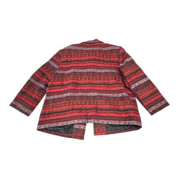VTG Alfred Dunner 20W Red Black Southwestern Weave Geometric Tapestry Blazer - Picture 7 of 7